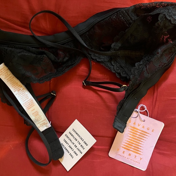 NWT SAVAGE X FENTY FLORAL LACE AND MESH BRALETTE - Picture 4 of 5